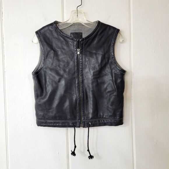 Black Leather Zip Front Vest Women's Size Medium - Picture 1 of 5